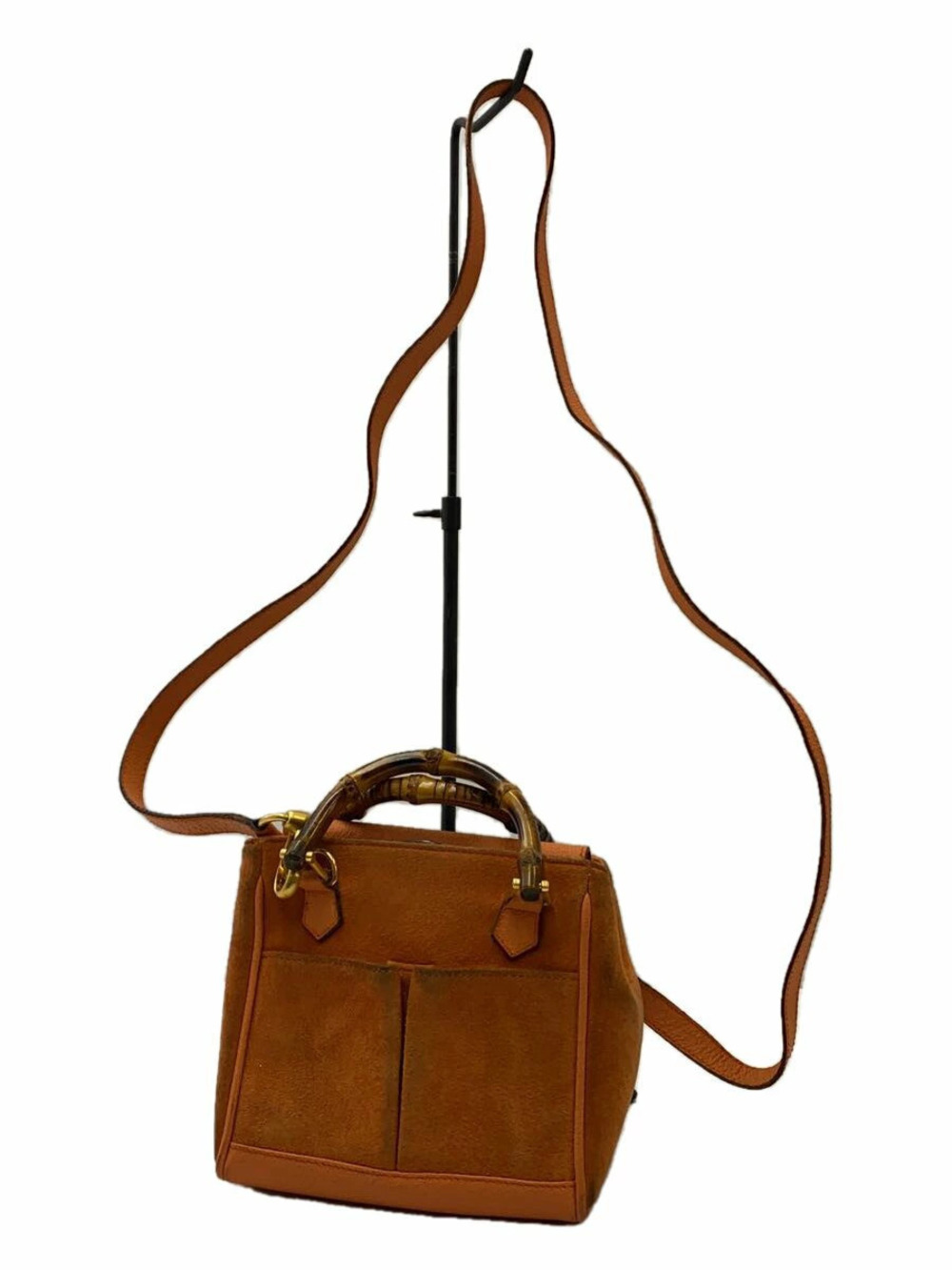 Gucci Bamboo suede handbag bamboo top handles Suede Orange
